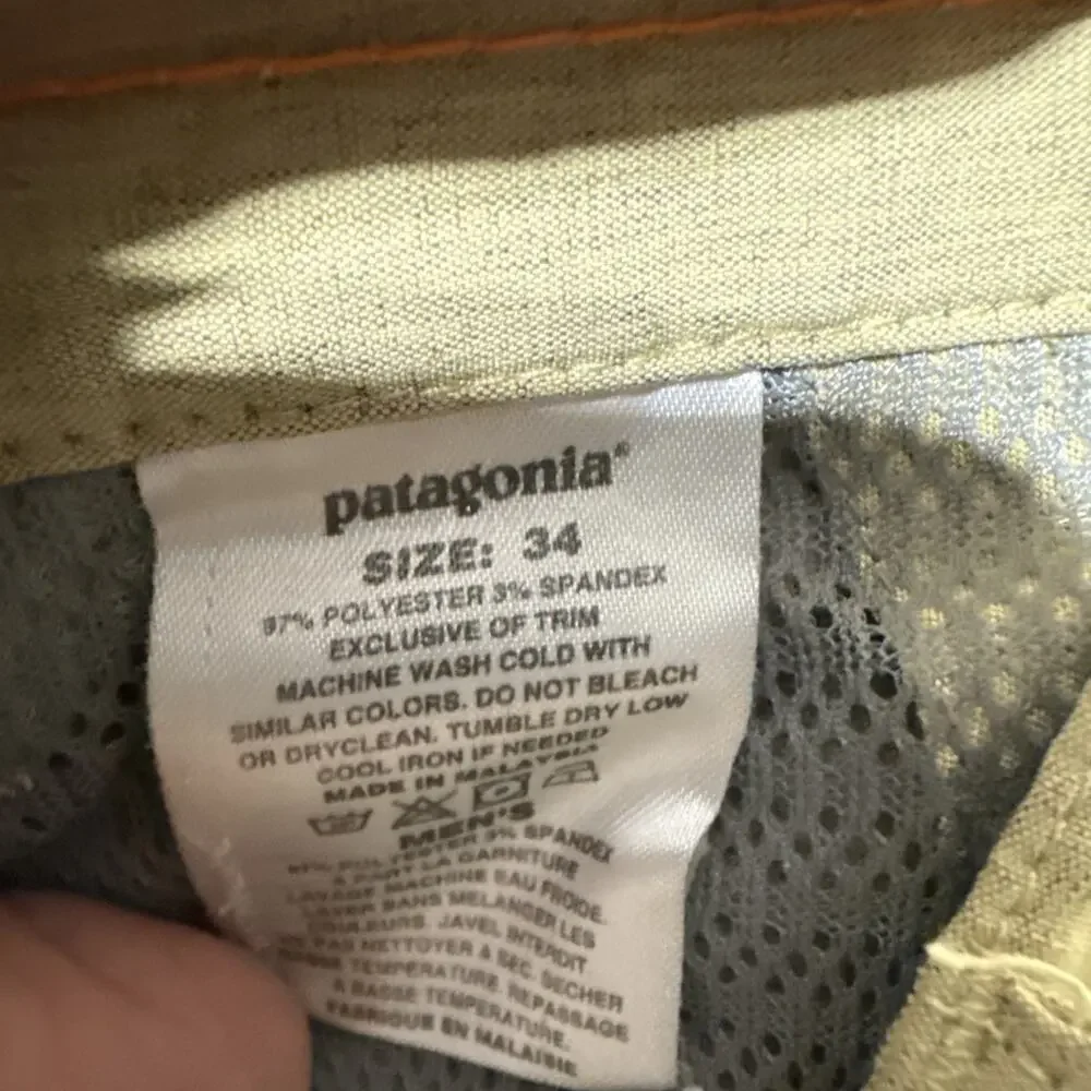 Patagonia Intransit Pants Mens 34 Beige Khaki Chino Outdoor Hiking Flap Pockets